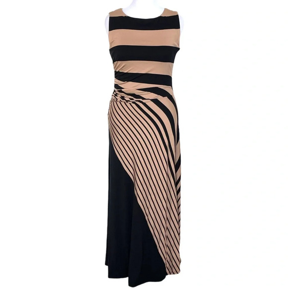 Soft Surroundings Black & Tan Striped Maxi Dress Size M 🎉HP🎉 - Picture 6 of 15